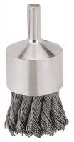 6TNE1 Knot Wire End Brush, Carbon, 1 In D, 1/4 Mt