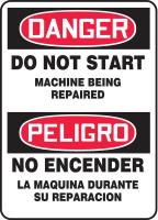 6TVD1 Danger Sign, 14 x 10In, R and BK/WHT, Text