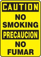 6TVD5 Caution No Smoking Sign, 14 x 10In, BK/YEL