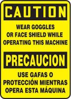 6TVE0 Caution Sign, 14 x 10In, BK/YEL, Bilingual