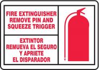 6TVE3 Fire Extinguisher Sign, 10 x 14In, R/WHT