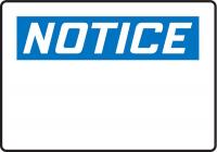 6TVE6 Notice Sign, 10 x 14In, BL/WHT, Blank, SURF