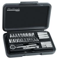 6UAN0 Socket Set, 1/4 In, SAE/Metric, Std, 27 Pcs