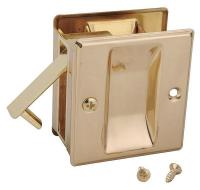 6UDH4 Pocket Door Passage Lock-Bright Brass
