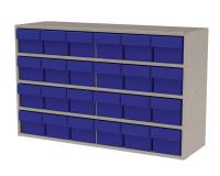 6UGD8 Cabinet, Stackable, 24 Blue Bin Drawers