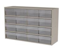 6UGE1 Cabinet, Stackable, 16 Clear Bin Drawers