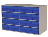 6UGE5 Cabinet, Stackable, 24 Blue Bin Drawers