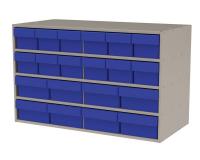6UGE9 Cabinet, Stackable, 20 Blue Bin Drawers