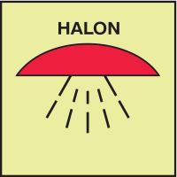 6UPN2 Fire Halon Sign, 6 x 6In, Halon, ENG, SURF