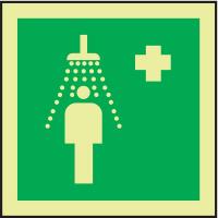 6UPX2 Safety Sign, Emergency Shower, 6x6In, Green