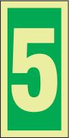 6UPY8 Number Sign, 6 x 3In, GRN/Glow WHT, 5, ENG