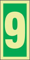 6UPZ5 Number Sign, 6 x 3In, GRN/Glow WHT, 9, ENG