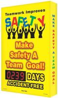 6URA5 Safety Record Signs, 36 x 24In, AL, ENG