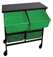 6UXZ8 Mobile Bin Cart, 31 In. L, Black/Green