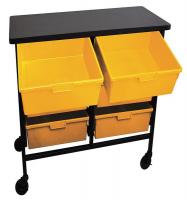 6UXZ9 Mobile Bin Cart, 31 In. L, Black/Yellow