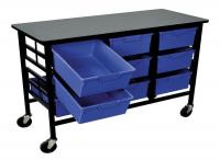 6UYD1 Mobile Bin Cart, Blue, 62-3/4 In. L