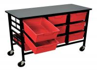 6UYD2 Mobile Bin Cart, Red, 62-3/4 In. L