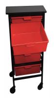 6UYE7 Mobile Bin Cart, Black/Red, 17 In. L