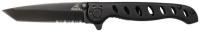 6VER5 Folding Knife, Serrated, Tanto, 3-1/8In, Blk