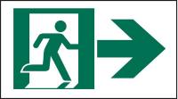 6XU58 Exit Sign, 5 x 9In, GRN/WHT, SYM, SURF, PK10