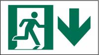 6XU74 Exit Sign, 5 x 9In, GRN/WHT, SYM, SURF