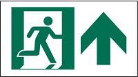 6XU61 Exit Sign, 5 x 9In, GRN/WHT, SYM, SURF, PK10