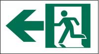 6XU62 Exit Sign, 5 x 9In, GRN/WHT, SYM, SURF, PK10