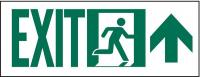 6XU98 Exit Sign, 5 x 14In, GRN/WHT, Exit, ENG, SURF