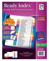 6XVU7 Index Tab Set, Numbered, 31 Tabs, Colored