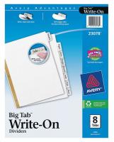 6XVX6 Index Tab Set, Write-On, 8 Tabs, White