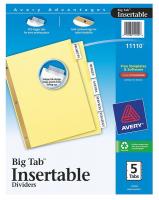 6XVX9 Index Tab Set, Insertable, 5 Tabs, Clear