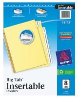 6XVY1 Index Tab Set, Insertable, 8 Tabs, Clear