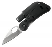6XXA1 Folding Knife, w/Flashlight, 2 In L, Black