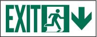 6XY28 Exit Sign, 5x14In, GRN/WHT, Exit, SURF, PK10