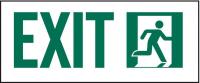 6XY29 Exit Sign, 5x14In, GRN/WHT, Exit, SURF, PK10