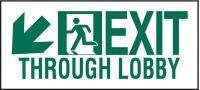 6XY64 Exit Sign, 8 x 20In, GRN/WHT, ENG, SURF