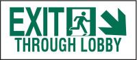 6YA12 Exit Sign, 8 x 20In, GRN/WHT, ENG, SURF