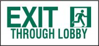 6XY86 Exit Sign, 7 x 18In, GRN/WHT, ENG, SURF, PK10