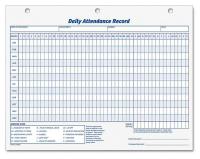 6YTT9 Daily Attendance Card, 8-1/2 x 11, PK50