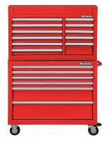 7CX90 Combo Chest/Cabinet, 42 In, 17 Drw, Red