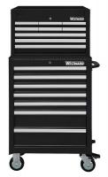 7CY08 Combo Chest/Cabinet, 26 In, 16 Drw, Black