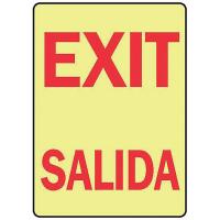 9AMV6 Exit Sign, 14 x 10In, R/YEL, Self-ADH, Text