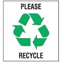 9CEY1 Recycling Label, Vinyl, 10 In. W, PK 5