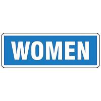 9W463 Restroom Sign, 3-1/2 x 10In, WHT/BL, AL, ENG