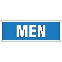 8AA42 Restroom Sign, 3-1/2 x 10In, WHT/BL, AL, Men