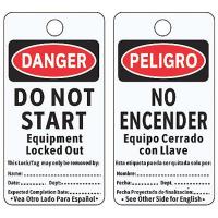 8AA71 Danger Bilingual Tag, 5-3/4 x 3 In, PK25