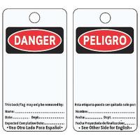 8AA78 Danger Bilingual Tag, 5-3/4 x 3 In, PK25