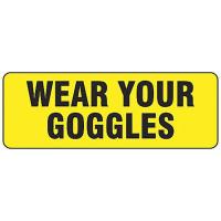 9W224 Label, Wear Your Goggles, 3.5x10 In, Pk 10