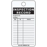 9WYZ2 Inspection Rcd Tag, 5 x 3 In, Bk/Wht, PK25