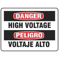 8AC74 Danger Sign, 10 x 14In, R and BK/WHT, Text